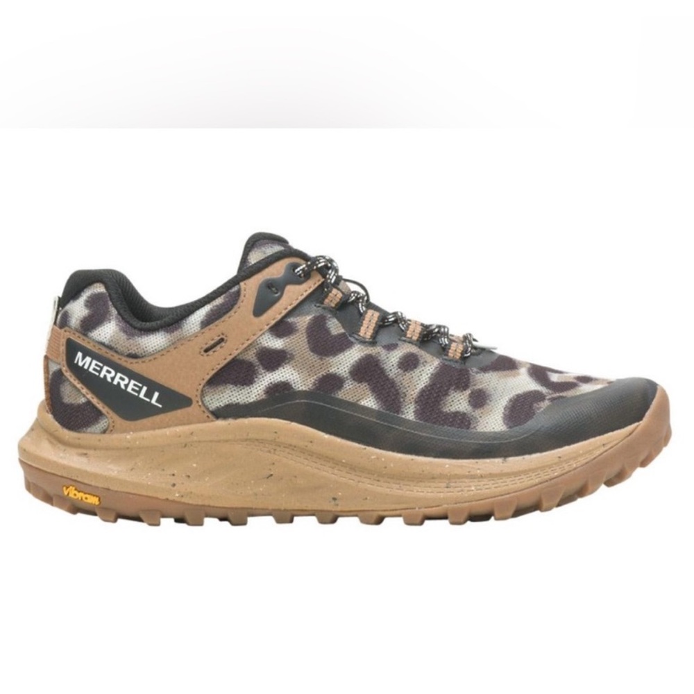 Merrell Womens Antora 3 Trail Running Shoe Size 7 Tan Brown Leopard‎ Sneaker EUC - Picture 4 of 14